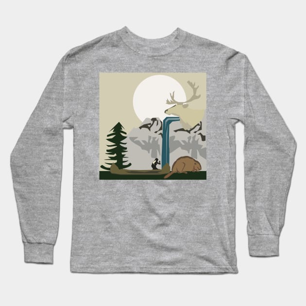 Vintage Wilderness Landscape Long Sleeve T-Shirt by MichelleBoardman